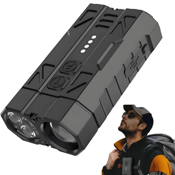 High-Brightness Pocket Dual-Module Outdoor Flashlight, EDC Flashlight, Type-C Rechargeable, Dual Switch Spotlight and Floodlight, A Built-In Clip, Magnetic Base for Outdoor Camping Hiking