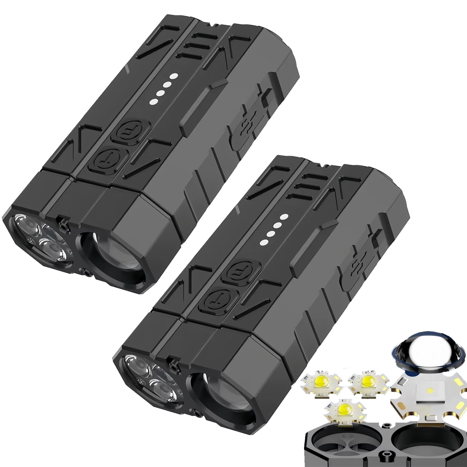High-Brightness Pocket Dual-Module Outdoor Flashlight, Portable Double ...