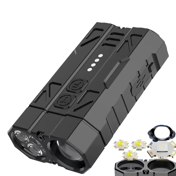 High-Brightness Pocket Dual-Module Outdoor Flashlight, Portable Double Lighting Modes with Strong Beam for Camping Hiking Work Light Rechargeable LED Torch