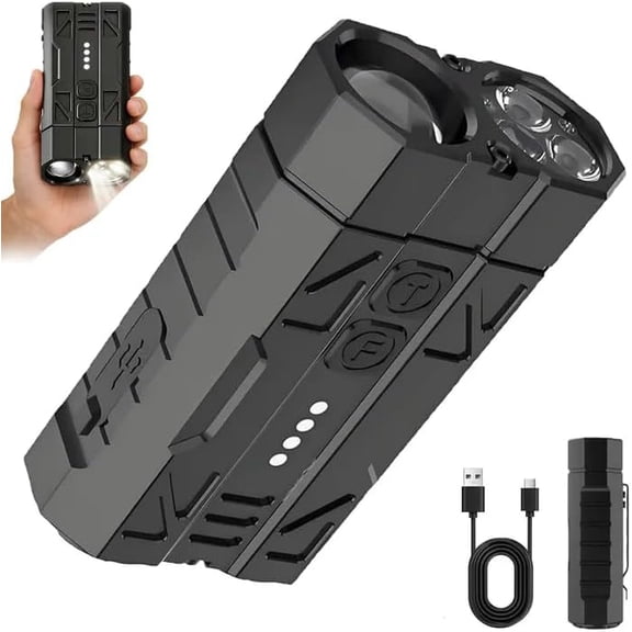 High-Brightness Pocket Dual-Module Outdoor Flashlight, Rechargeable EDC Flashlight with High Lumens & Super Long Beam, 8 Lighting Modes Dual Switches,Indicator for Camping, Home, Emergency (1PC)