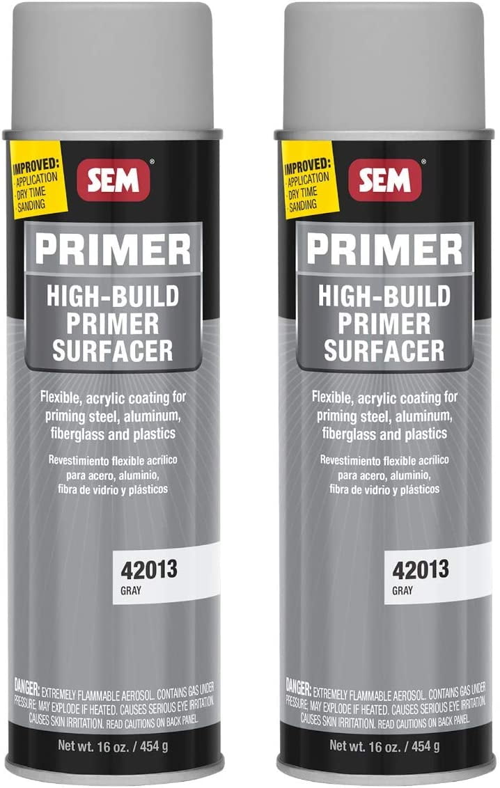 High-Build Primer Surfacer Gray 16 oz. (2/Pack) | Gray Spray Paint | Automotive Primer | 2-Pack
