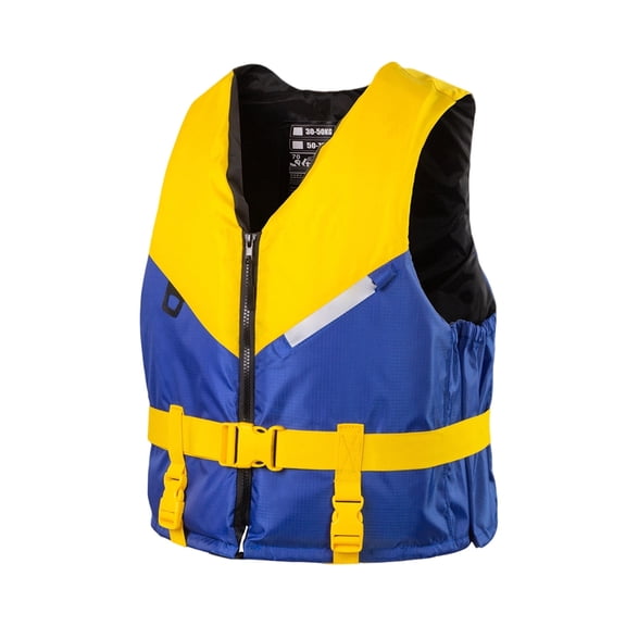 High Buoyancy Yellow Blue Life Vest, Adjustable Flotation Water Jacket for Adult Swimming Boating Kayaking Lake Pool Safety ,M