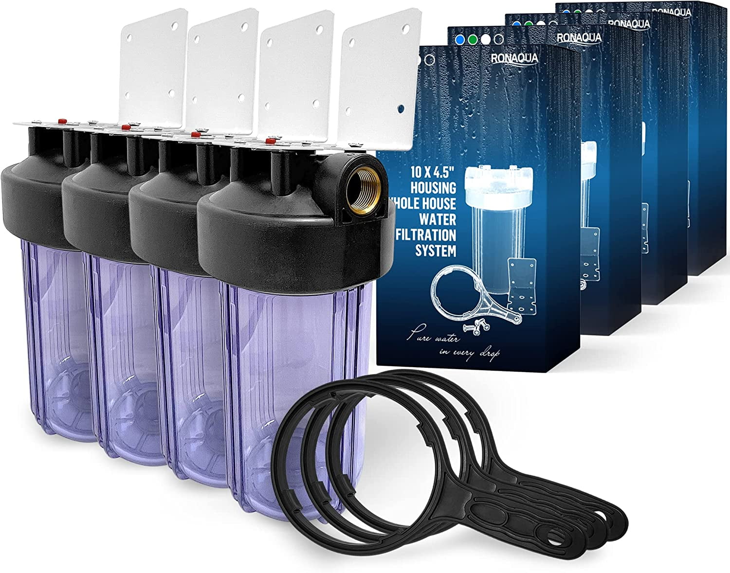 High Capacity 10 x 4.5 Whole House Filter Purifier System for Well or