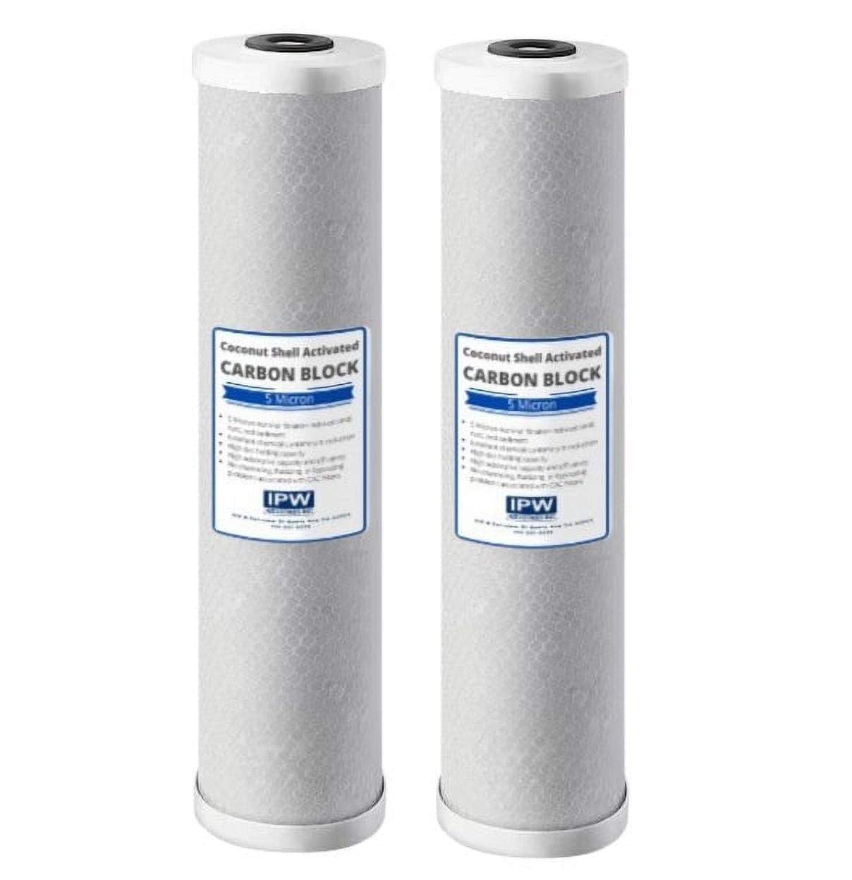 High Capacity 20 x 4.5 Full Flow Water Filter Replacement Cartridges - CTO Carbon Block - Fits Standard 20" x 4.5" Whole House Water Filtration Systems - 2 PACK
