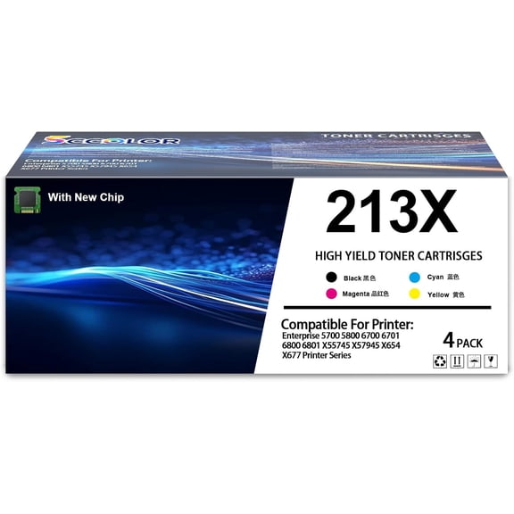 High Capacity 213 213X Toner Cartridge W2130X W2131X W2132X W2133X Replacement for 213X toner Works Enterprise 5700 5800 6700 6701 6800 6801 X55745 X57945 X654 X677 Series Printers Toner