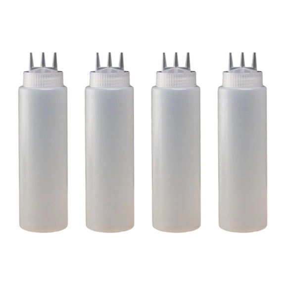 High Capacity 3 Hole Squeeze Bottles Permanent Plastic Condiment Dispenser For Home Restaurants Easy Control Squeezing