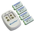 thumbnail image 1 of High Capacity 4 Pack 9V Li-ion Rechargeable Batteries+Charger Combo by Maximalpower, 1 of 10