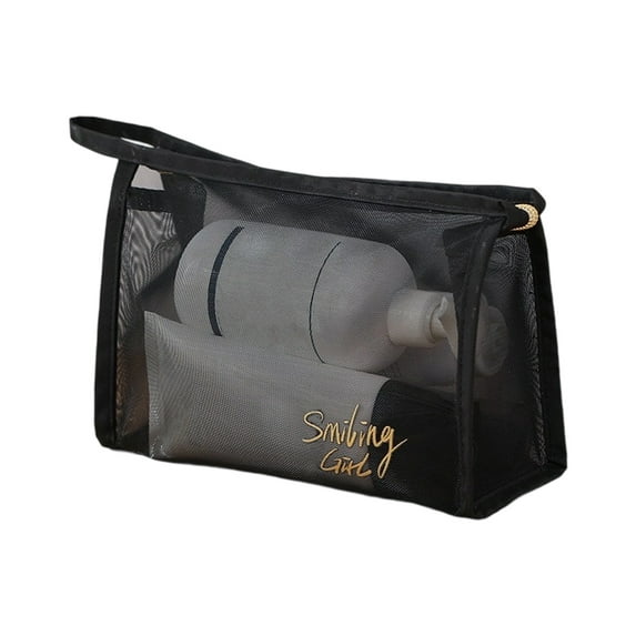 High Capacity Clear Travel Cosmetic Bag Square Design Portable Meshes Storage