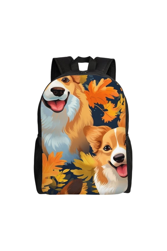 High Capacity Digital Art Style Dog Pattern Design Backpack Large Multipurpose Bag Double Zipper Backpack Unisex 16 Inch
