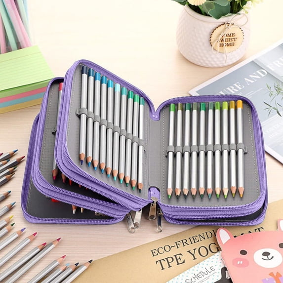High Capacity Dual Removable Insert Artist Pencil Case 72-Color Storage Compartment for Sketching Tools & Art Materials
