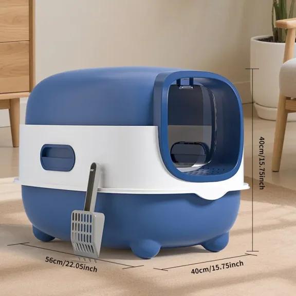 High-Capacity Enclosed Cat Litter Box with Odor-Lock, Scratch-Resistant Airtight Design, 56×40×40cm Spacious Interior for Large Breeds (Maine Coons/Bengals), Tool-Free Cleaning & Elevated Base