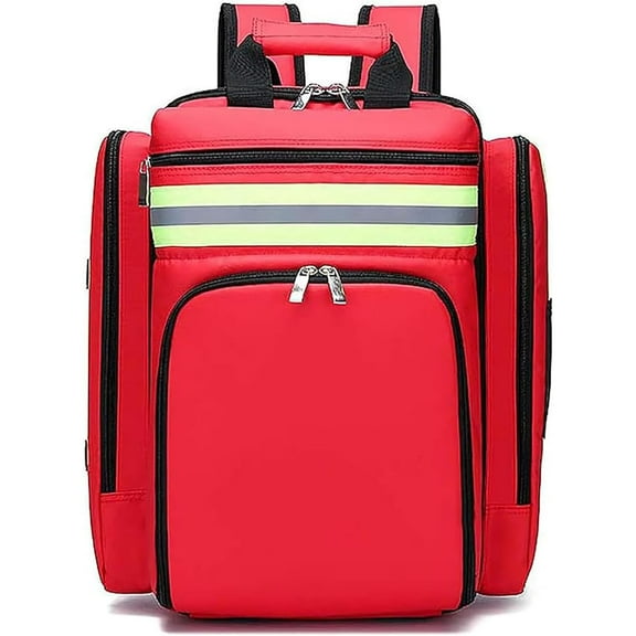 High Capacity First Aid Kit Empty Bag, Family First Aid Organiser with Multiple Pockets and Reflective Strip Design, Large Capacity Emergency Treatment Backpack for Home and Travel