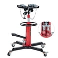 thumbnail image 1 of High-Capacity Hydraulic Transmission Jack - 1322 lb Lift, Featuring a Dual-Plunger System, 360° Rotation, 30° Tilting Saddle, and Durable Finish for Home Garage & Professional Auto Shops Red, 1 of 8