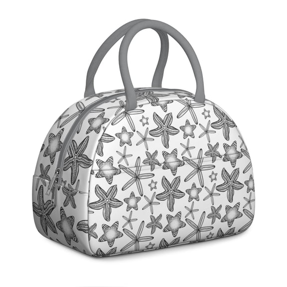 High Capacity Lunch Box for Women Adults - Starfish Ocean Life Insulated Bag, Reusable Leakproof Cooler Tote, Soft Compact for Work Travel Outdoor with Pockets