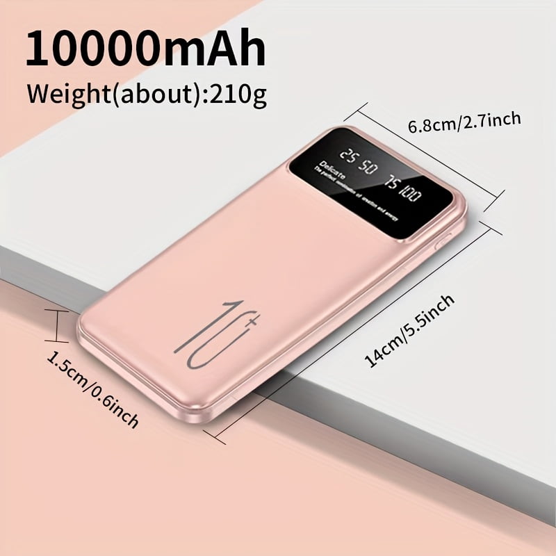 High-Capacity Mobile Power Bank with 10000/20000Mah, Featuring a 5V2.1A Output, Portable USB Charging for Android And Iphone Devices, Dual USB Outputs, Type-C And Micro Inputs, Two LED Flashlights,