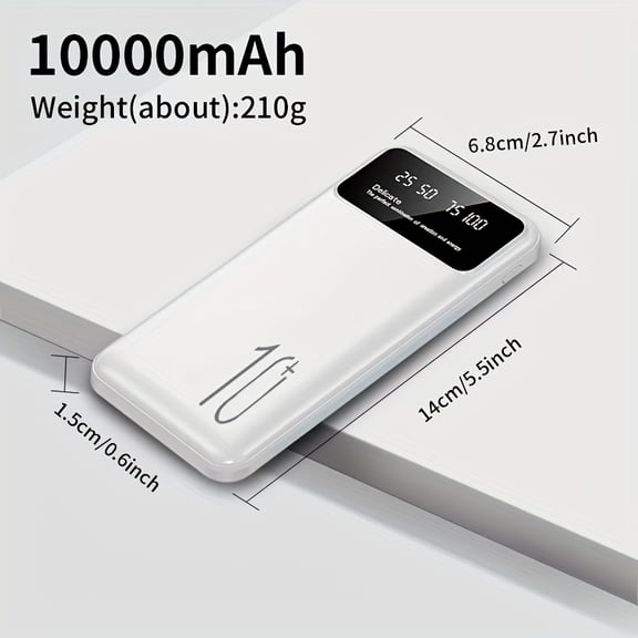 High-Capacity Mobile Power Bank with 10000/20000Mah, Featuring a 5V2.1A Output, Portable USB Charging for Android And Iphone Devices, Dual USB Outputs, Type-C And Micro Inputs, Two LED Flashlights