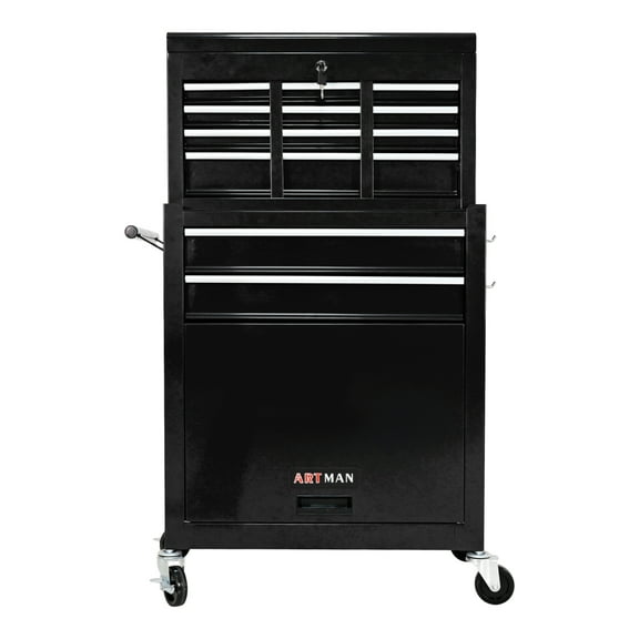 High Capacity Mobile Tool Chest with Wheels - 8-Drawer Storage Cabinet for Workshop/Garage, Central Locking & Removable Tool Case