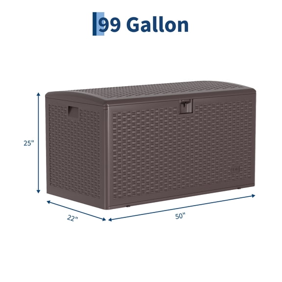 High-Capacity Outdoor Storage Chest – Spacious HDPE Container with Locking Lid, Suitable for Indoor and Outdoor Use – Great for Yard, Garage, and Garden Organization, Brown