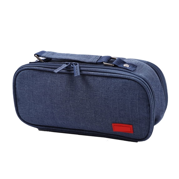High Capacity Pencil Case 5 Section Canvas Pen Pouches Pen Organisers Bag Travel Cosmetics Carrying Case 24x8.5x11cm