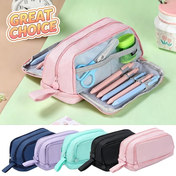 High Capacity Pencil Case, Aesthetic Big Pencil Bag Pouch Box Organizer Pen Case with Zipper, Kawaii Stationery Storage and Organizer, Classroom Office Supplies for Teen and Adult