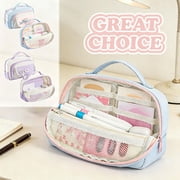 High Capacity Pencil Case, Aesthetic Big Pencil Bag Pouch Box Organizer Pen Case with Zipper, Kawaii Stationery Storage and Organizer, Classroom Office Supplies for Teen and Adult