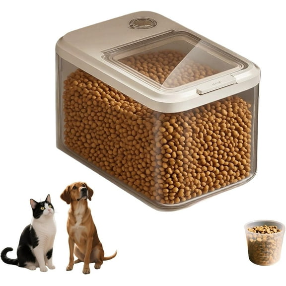 High-Capacity Pet Food Container Airtight with Cup, Dog Food Storage Container,Durable Design for Dog/Cat/Bird Food Storage, Keep Dry Food Fresh Pet Food Storage Containers (Transparent, 15 Pounds)