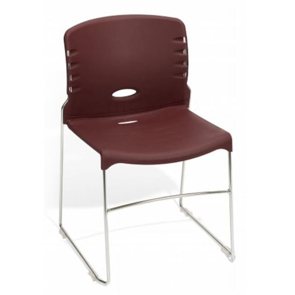 OFM Plastic Stacking Chair in Burgundy