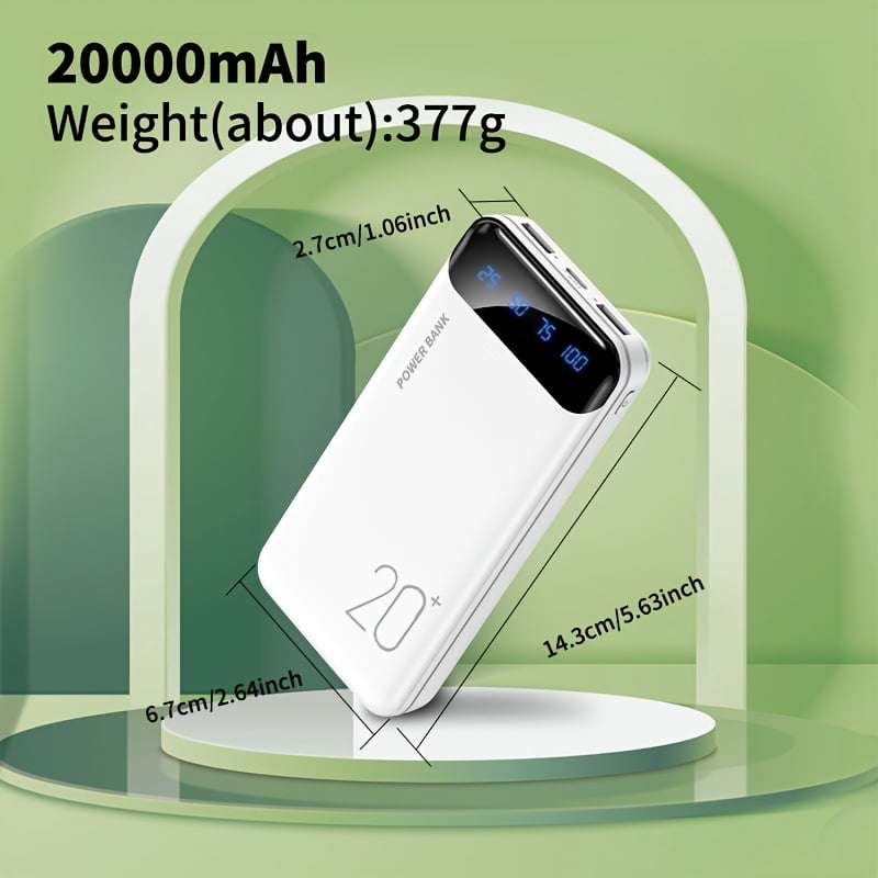 A High-Capacity Portable Power Bank with 10000/20000Mah, Suitable for Iphones And Android Phones, As Well As Tablets, Headphones, And Other Electronic Devices. It Features Dual USB Outputs