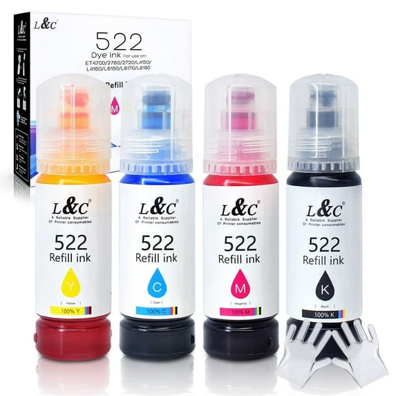 High Capacity Refill Ink Bottle Compatible for Epson Compatible 522 Ink Refill Bottle(Not Sublimation Ink)Use for ET-2803 ET-2800 ET-2720