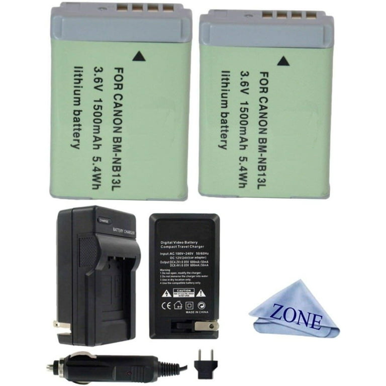 High-Capacity Replacement NB-13L Batteries withTravel Charger