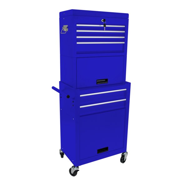 High Capacity Rolling Tool Chest, Removable Cabinet Storage Tool Box with 6 Drawers and Wheels, Detachable Tool Chest with Lock for Garage Mechanics Workshop, Blue