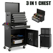 Tool Chest, 5-Drawer Rolling Tool Storage Cabinet with Detachable Top Tool Box, Universal Lockable Wheels