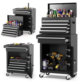 Tool Chest, 5-Drawer Rolling Tool Storage Cabinet with Detachable Top Tool Box, Universal Lockable Wheels