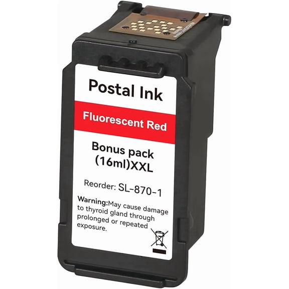 SL-870-1 XXL Fluorescent Red Ink Cartridge Compatible with PB New SendPro Mailstation CSD1 Postage Meter, 16ML High Yield