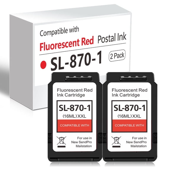 High Capacity SL-870-1 XXL Red Ink Cartridge High Yield Combo Pack (2-Pack,16 ML) Compatible SL8701 Ink Cartridges Replacement for Pitney Bowes New SendPro Mailstation Postage Machines