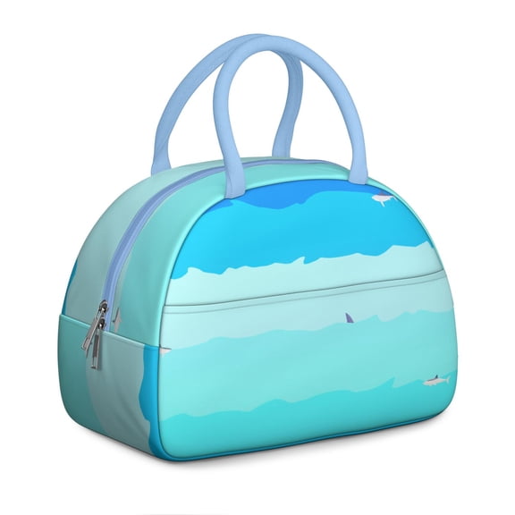 High Capacity Shark Whale Lunch Box for Women - Ocean Insulated Reusable Bag, Leakproof Soft Cooler Tote for Adults with Interior/Exterior Pockets