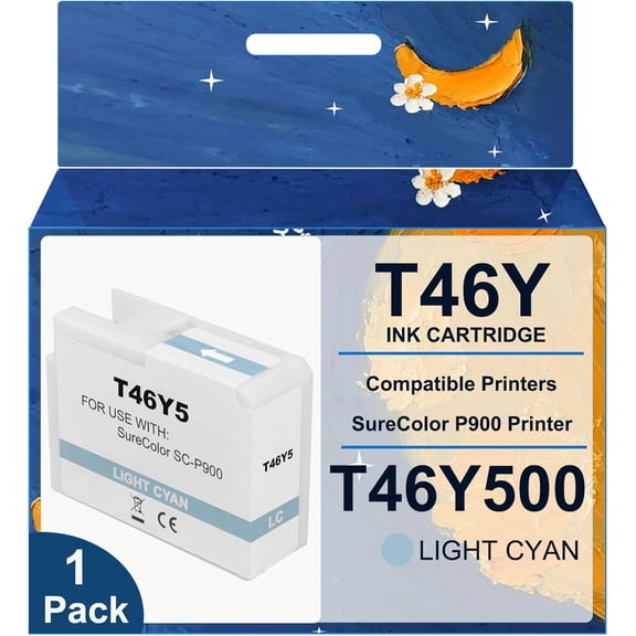 High Capacity T46Y5 T46Y Ink Cartridge T46Y500 SC-P900 P900 Ink Compatible for SureColor P900 Printer Ink(1 Light Cyan)