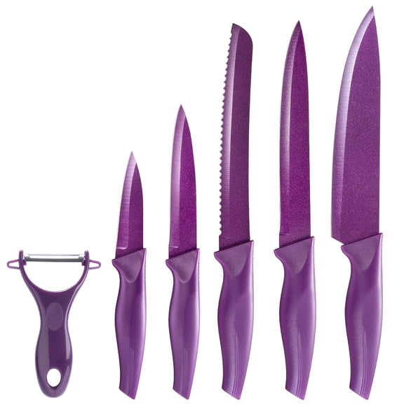 High-Carbon Stainless Steel Kitchen Knife Set with Block - Chef Knife, Bread Knife, Scissors, Sharpener, Dishwasher Safe, Non-Slip Handle, Gift for Holidays