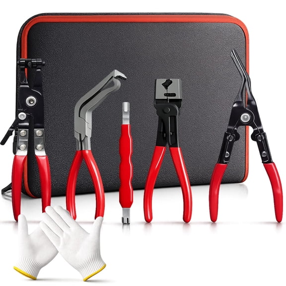 High-Carbon Steel Auto Pliers Kit | Terminal & Clip Removal Tools, 5-Piece Automotive Electrical Disconnect Pliers Kit for Car Wire Harness, Sensor Plug, Terminal and Trim Clip