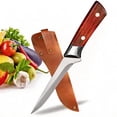 thumbnail image 1 of High Carbon Steel Boning Knife 6-inch Chef Knife Full Tang Wooden Handle with Leather Sheath Portable Fishing Fillet Knife, 1 of 6
