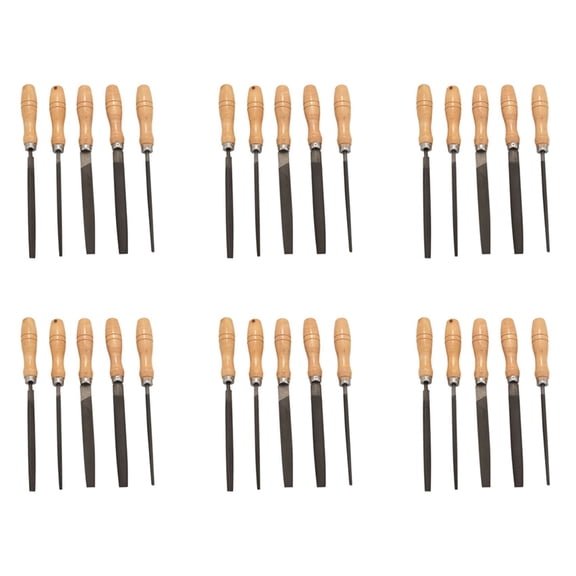 High Carbon Steel File Set with Wooden Handles Rasp File for Wood, Metal, Plastic, 30 Pieces (Steel File)