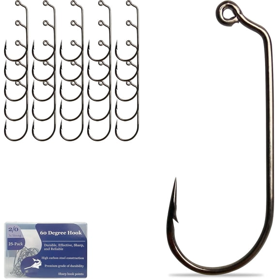 "High Carbon Steel Fishing Hooks, Reinforced EWG Circle Octopus Round Bend 60 Degree Wide Gap Strong Barbed Worm Fish Hook Jig Bait Rig for Saltwater Freshwater Bass Tuna Walleye Trout
