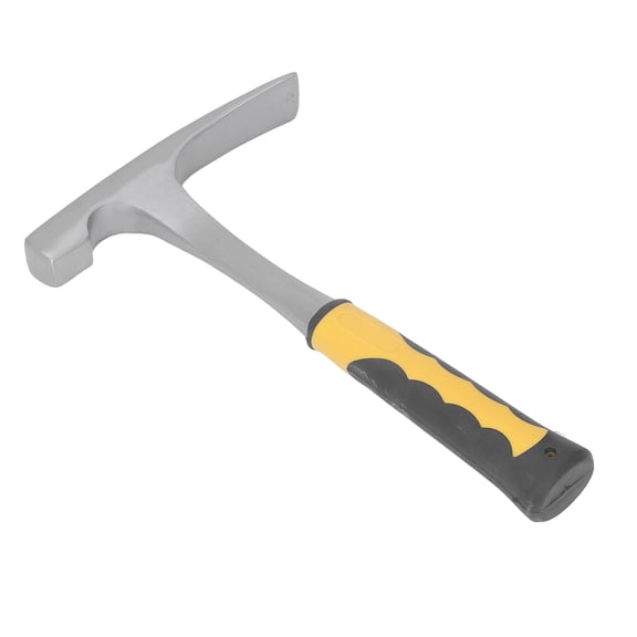 High Carbon Steel Geological Hammer Rock Pick with Arc for Surveying Mine Exploration and Geological Prospecting Flat Head Rubber Grip Hand Tool 13.39 inches / 34 cm Length