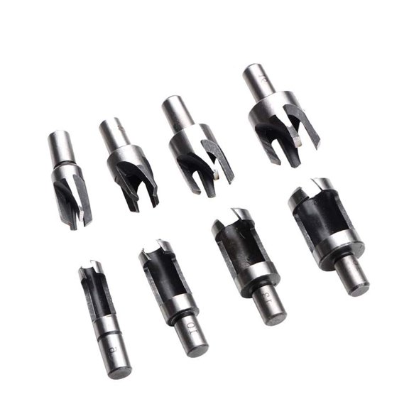 Taper Claw Type Wood Plug Cutter, Straight And Tapered Taper Cutting Tool, 8pcs Set For Hand And Bench Drills
