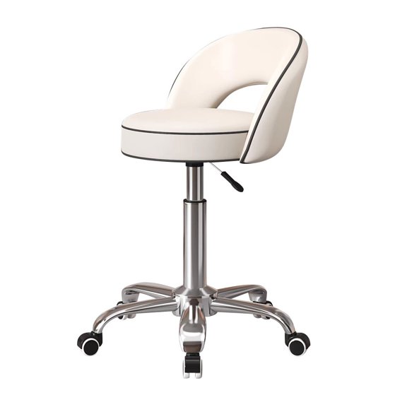 High Chair with Back,Multi-Purpose Drafting Spa Bar Stool,Shop Medical Salon Stools with Wheels Small Leather Executive Office Chair
