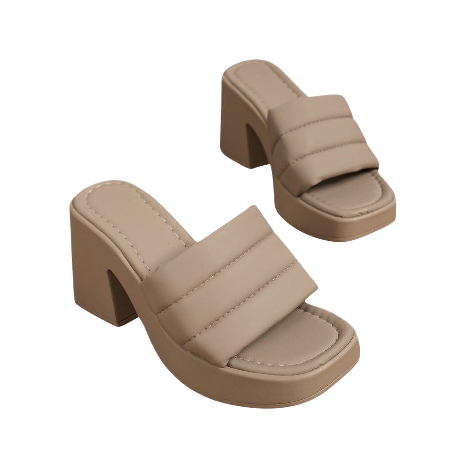 High Chunky Platform Heels for Women Comfort Slip On Platform Mules Shoes Open Toe Chunky Heels Dress Casual Pumps Walmart