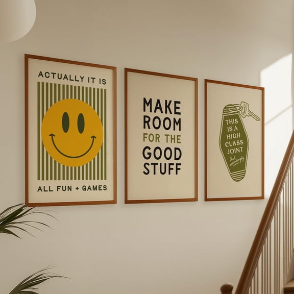 High Class Joint Dopamine Sage Green Living Room Wall Art Set 2 Unframed Paper Print 20x30