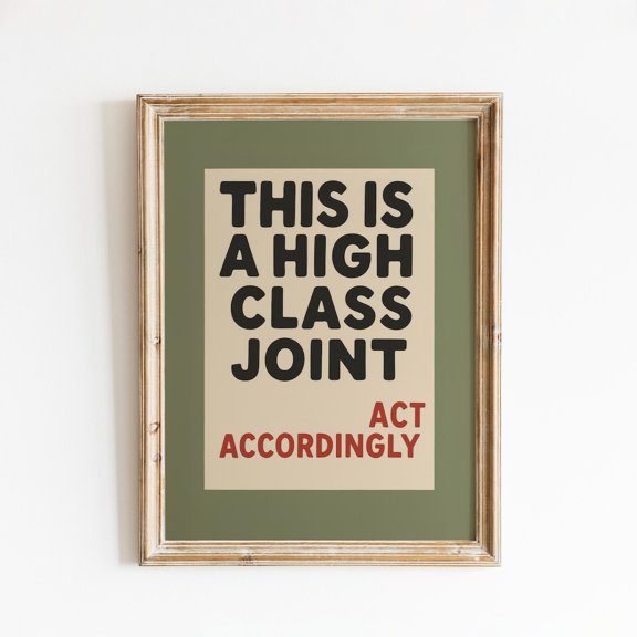 High Class Joint Olive Green Wall Art, Unframed Poster