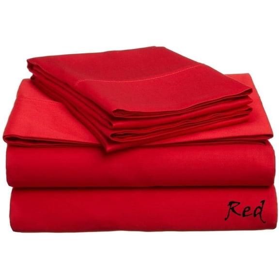 High Class KM Linen Queen Sheet Set 800 Thread Count Pima Cotton Red Solid 20 Inches Deep