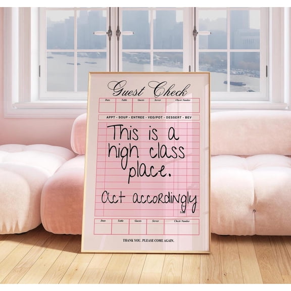 High Class Place Pink Typography Art Preppy Dorm Decor Unframed Paper Print